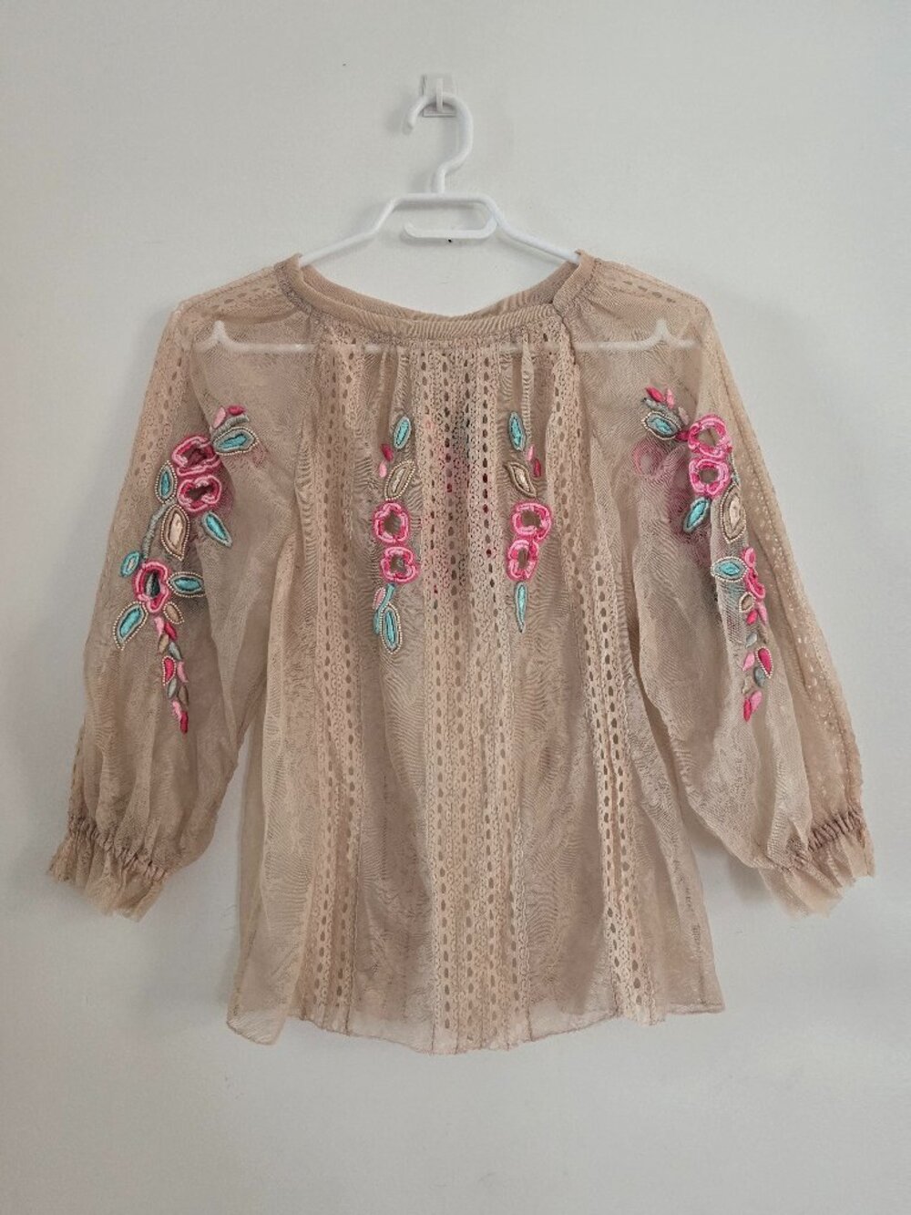 Vintage Matthew Williamson Romantic Poet Blouse Nude Lace Size 8 Small